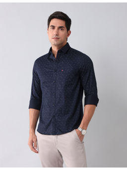 AD By Arvind - Modern Slim Fit Twill Shirt Navy Blue