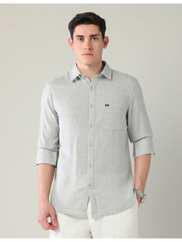 AD By Arvind - Modern Slim Fit Oxford Solid Shirt Grey