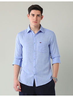 AD By Arvind - Modern Slim Fit Oxford Solid Shirt Blue
