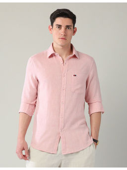 AD By Arvind - Modern Slim Fit Oxford Solid Shirt Pink