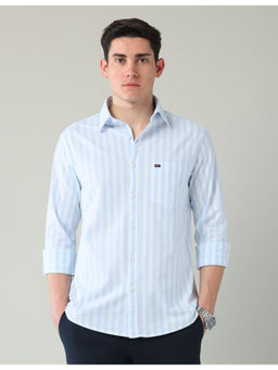 AD By Arvind - Modern Slim Fit Stretch Oxford Shirt Blue