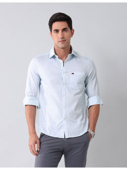 AD By Arvind - Modern Slim Fit Twill Shirt Blue