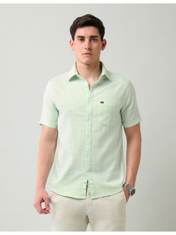 AD By Arvind - Modern Slim Fit Checked Shirt Green