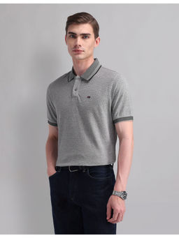 AD By Arvind - Tipped Collar Cotton Polo T-Shirt Grey