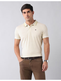 AD By Arvind - Modern Slim Fit Printed Polo T-Shirt Beige
