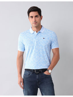 AD By Arvind - Modern Slim Fit Floral Polo T-Shirt Blue