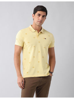 AD By Arvind - Modern Slim Fit Printed Polo T-Shirt Yellow