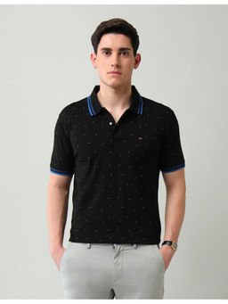 AD By Arvind - Modern Slim Fit Printed Polo T-Shirt Black