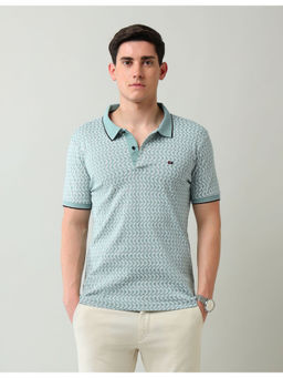 AD By Arvind - Modern Slim Fit Printed Polo T-Shirt Blue