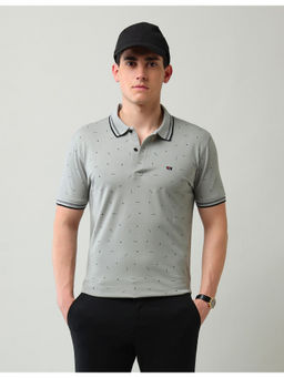 AD By Arvind - Modern Slim Fit Printed Polo T-Shirt Grey