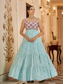 Odette - Designer Sea Green Georgette Semi Stitched Gown