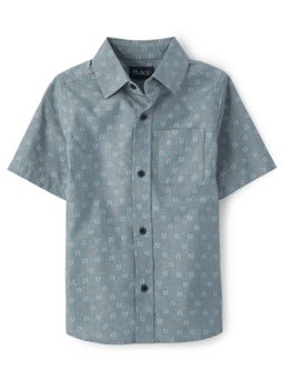 The Children's Place - Boys Blue All Over Print Half Sleeve Shirt