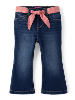 The Children's Place - Girls Blue Bell Bottom Jeans with Contrast Belt