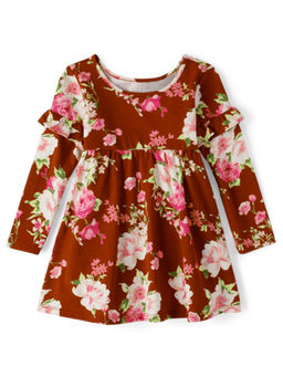 The Children's Place - Girls Burgandy Floral Printed Dress