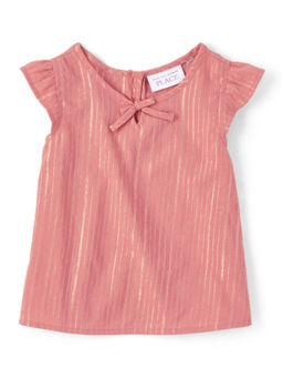 The Children's Place - Girls Pink Shimmery Sleeveless Ruffle Top