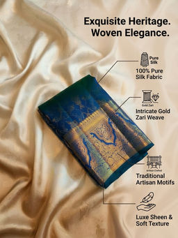 AMRUTKALA SAREES - Blue Designer Banarasi Silk Kanjivaram Saree with Unstitched Blouse