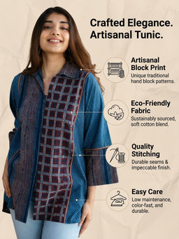 Gahan - Womens Blue Rayon Blend Printed Shirt