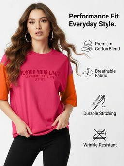 LEOTUDE - Typography Women's Pink T-Shirt