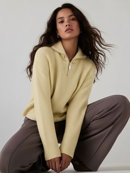 Styli - Women Beige Oversized Fit Regular Length Sweater