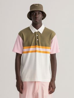 GANT - Men Olive Colourblocked Regular Polo T-shirt