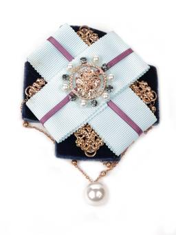 Odette - Women Blue and White Metal Brooch