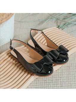 NINOBELLO - Black Bow Slingback Sandals