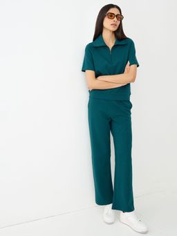 Femmella - Teal Zip Up Knit Co Ord Set