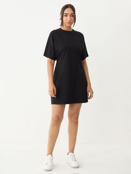 Femmella - Black Knit Kimono Sleeves Mini Dress