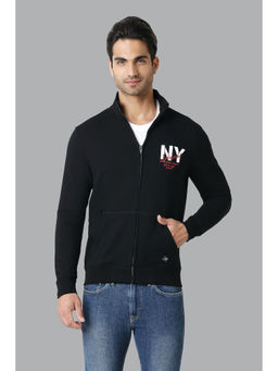 Van Heusen - Men Zip Front & Full Sleeve Sweatshirt - Black