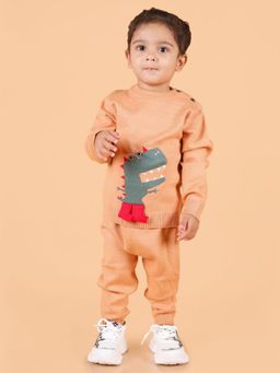 Mama & Peaches - Mighty Dino Knitted Co-Ord - Brown (Set of 2)