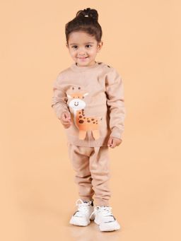 Mama & Peaches - Cute Giraffe Knitted Co-Ord - Brown (Set of 2)