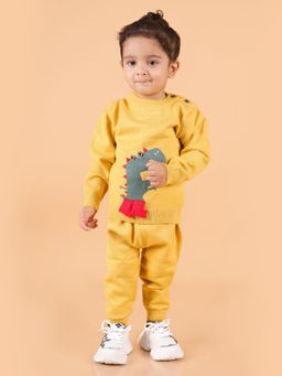 Mama & Peaches - Mighty Dino Knitted Co-Ord - Yellow (Set of 2)