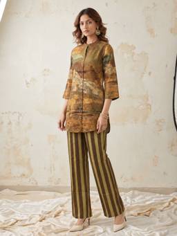 Autumnlane - Arim Russet Shimmer Festive Kurti and Palazzo
