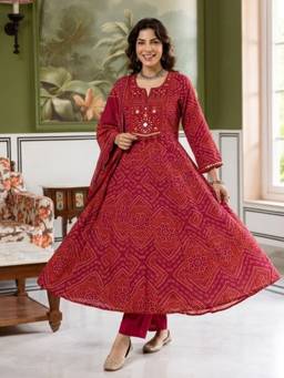 Autumnlane - Poppi Petal Anarkali Kurta and Pant with Dupatta