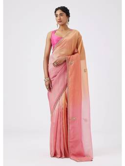 KALKI FASHION - Ombre Pink Butti Embroidered Tissue Saree