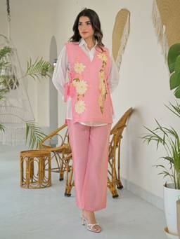 Autumnlane - Tatva Carey Embroidery Bib Style Cotton Co-Ord Set
