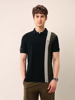 U.S. Polo Assn. Denim Co. - Men's Colour Blocked Pure Cotton Polo T-Shirt