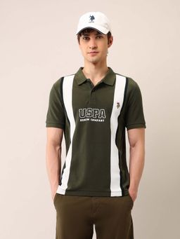 U.S. Polo Assn. Denim Co. - Men's Colour Blocked Pure Cotton Polo T-Shirt