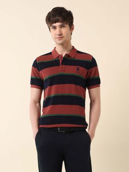 U.S. POLO ASSN. - Men's Horizontal Striped Gold Cup Polo T-Shirt