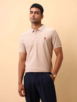 U.S. POLO ASSN. - Men's Textured Pure Cotton Polo T-Shirt