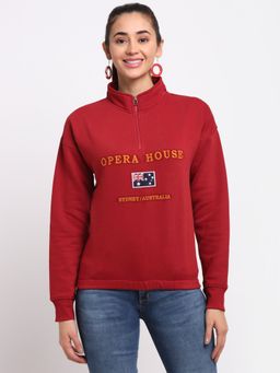 Club York - Women Red Printed Sweatshirt