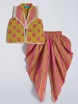 Hopscotch - Cotton Floral Blouse and Dhoti