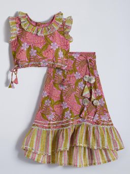 Hopscotch - Cotton Floral Blouse and Lehenga