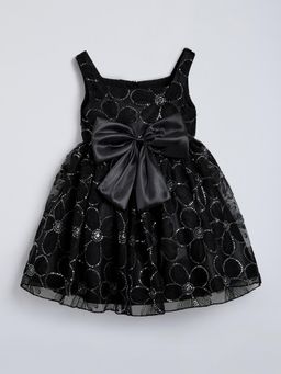 Hopscotch - Sequined Floral Party Dress with Bow