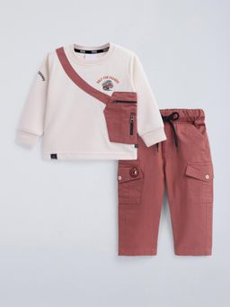 Hopscotch - Crossbody Bag Detail Cotton Sweatshirt and Pant