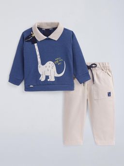 Hopscotch - Dinosaur Applique Cotton Sweatshirt and Pant