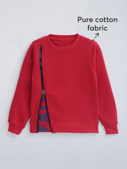 Hopscotch - Text Cotton Side Zip Detail Sweatshirt