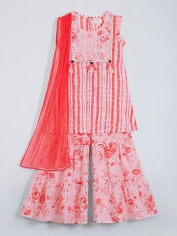 Hopscotch - Lace Embellished Kurta, Sharara and Dupatta