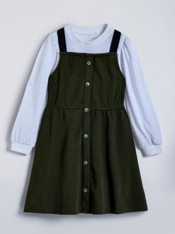 Hopscotch - Textured Pinafore Dress with T-shirt