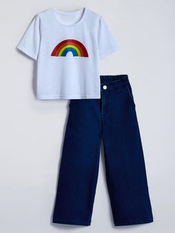 Hopscotch - Rainbow Printed Cotton T-shirt and Pant